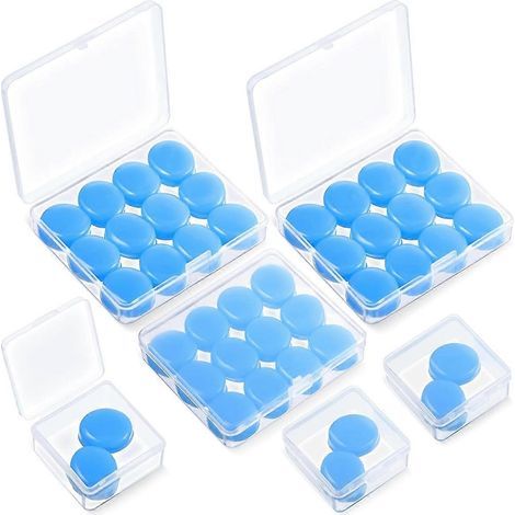 21 paires de bouchons d'oreilles réutilisables et modelables pour dormir. bleus (1/5)