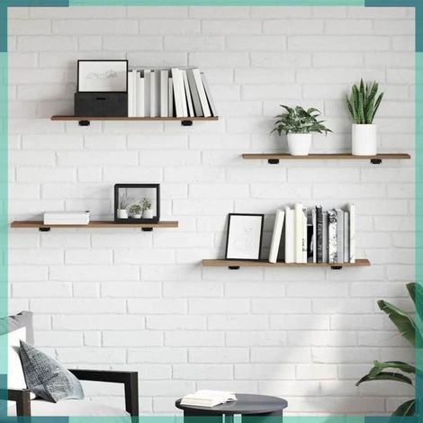 Étagère à livres - 875058 - Marron - 4 pièces - 80 x 20 x 1,5 cm (1/5)