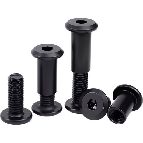 Lot de 10 vis de connexion M4 x 30 mm, pour meubles, écrous à douille M4, vis à douille, en acier inoxydable A2 V2A, oxyde noir, connecteur d'armoire avec clés à six pans creux