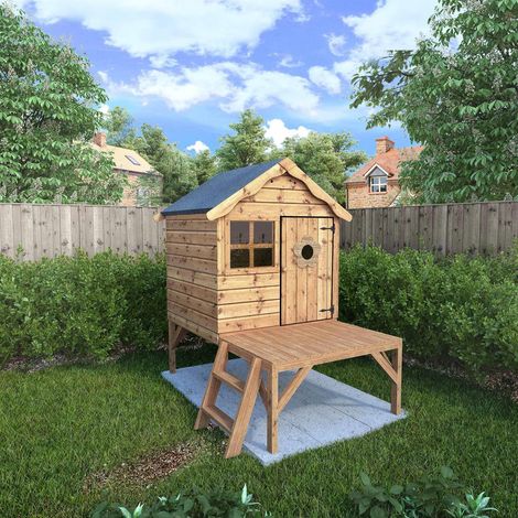 Snug Playhouse with Tower - Timber - L194 x W155.7 x H197.3 cm - Brown (1/5)