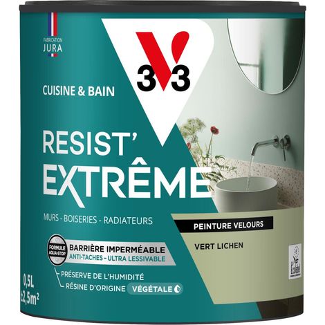 Peinture multi-supports Cuisine & Bain Resist'Extrême® V33 Vert lichen satin 0,5L