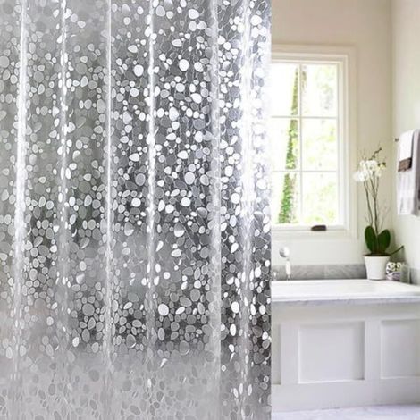 Schnelltrocknender, schimmelresistenter Duschvorhang – wasserdicht für Badewanne und Badewanne, komfortables Duscherlebnis, Kieselsteinmuster, 180 x 200 cm