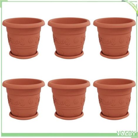 Pots de plantes - FAFEICY - 3403272 - Rouge brique - Plastique - Pack de 6 (1/5)