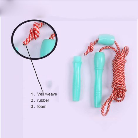 Corde à sauter réglable pour enfants avec poignée en plastique (rouge) (1/3)