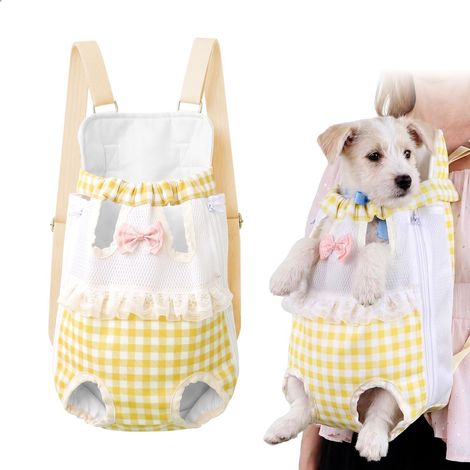 Sac de transport pour animaux de compagnie réglable et respirant pour chiens et chats, porte-bébé ventral ou dorsal, idéal pour les sorties et voyages (1/4)