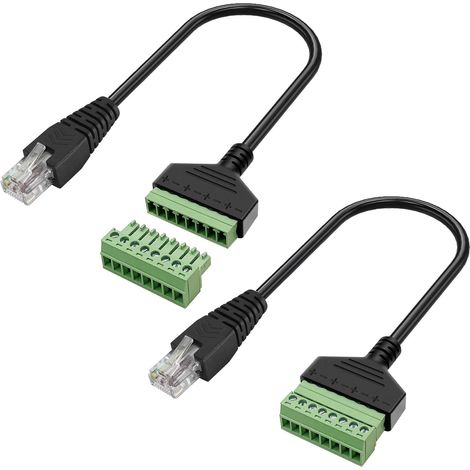 Adaptateur Mâle à Broches de Bornier Vis Câble D’extension Ethernet Connecteur Sans Soudure 2Pcs RJ45 8 8P8C 30cm (1/5)