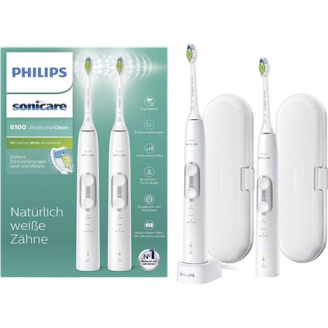 Philips Sonicare ProtectiveClean 6100 HX6877/34 Brosse à dents électrique sonique blanc (1/4)