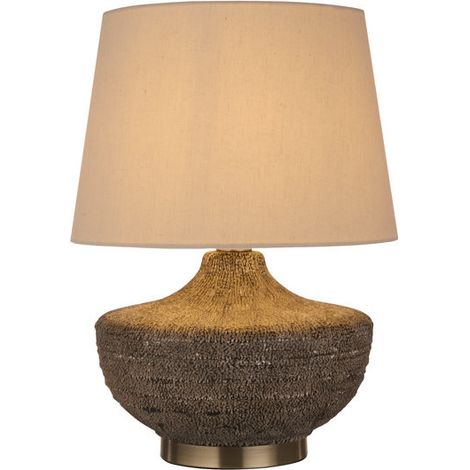 Searchlight Avaya Lampe de table, céramique, abat-jour en lin 1x E27 (1/4)