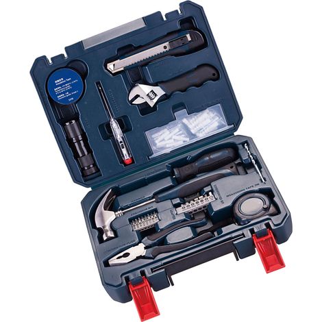 Ensemble d'outils à main multifonctionnels pour la maison et le garage, avec boîte de rangement (66 pièces). (1/5)