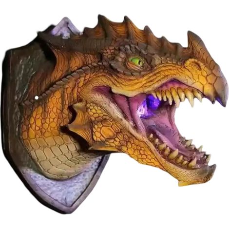 Accessoires de dragon 3D Décoration de dragon d'Halloween Lampe à fumée dinosaure murale (1/5)