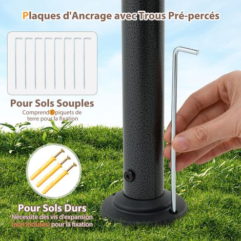 Jardin et terrasse abri barbecue 242 x 150 cm pour repas en plein air, structure métal, toit polyester à 2 niveaux (1/5)
