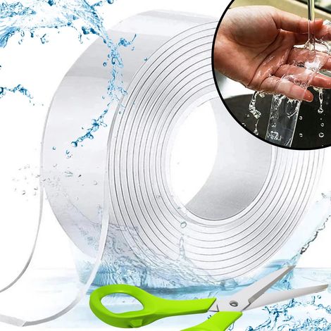 Nastro biadesivo nano autoadesivo, molto resistente, incolore, 3 cm x 5 m, biadesivo. (1/5)