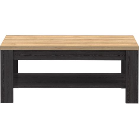 Table Basse Rectangle BOHOL – Chêne Noir & Beige – Double Plateau – L 100 × P 60 × H 45,7 cm (1/5)