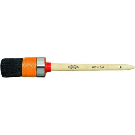 Wistoba Pinceau rond Profi poils noirs, bande jaune, 1 couche, taille 08, Ø 35 mm