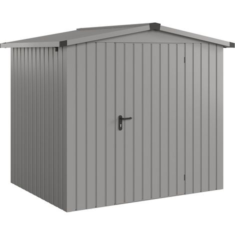 Hörmann Ecostar Metall-Gerätehaus "Euroline Trend" mit Satteldach ESD 4, graualuminium, 214 x 166 cm, 1-flüglige Tür