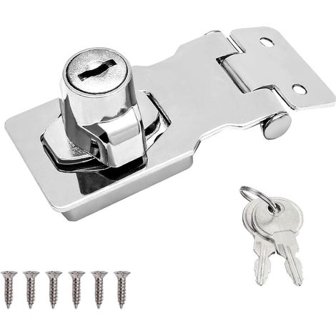 Loquet verrouillable avec bouton rotatif et clé, acier inoxydable, 2.5 pouces argent