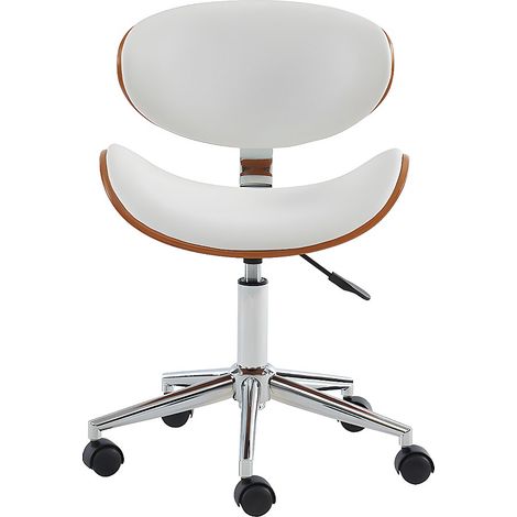 Chaise de bureau MONTENEGRO - Hauteur Ajustable - Simili - Noyer et Blanc (1/4)