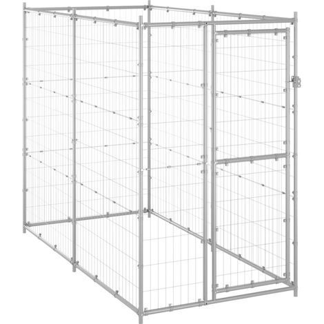 Cuccia da esterno gabbia recinto per animali box per cani da esterno in acciaio zincato 110 x 220 x 180 cm 020000469