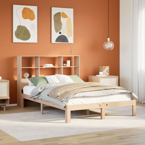 Bookcase Bed without Mattress 150x200 cm King Size Solid Wood Pine vidaXL (1/5)