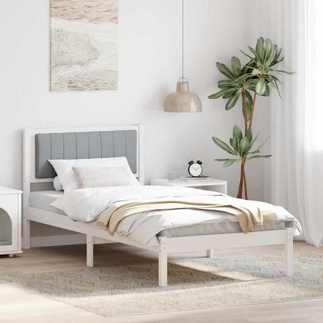 Bettgestell mit gepolstertem Kopfteil Hellgrau 90 x 190 cm