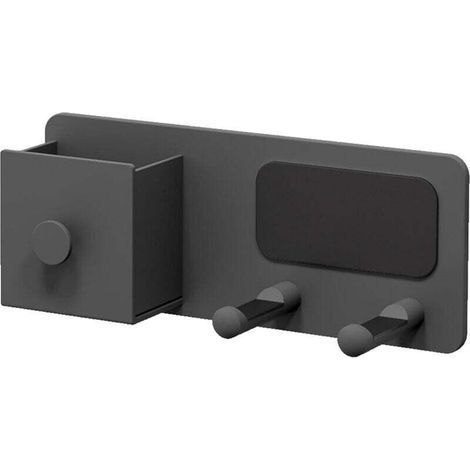 Supporto per asciugacapelli, porta asciugacapelli senza foratura con avvolgicavo, supporto autoadesivo in alluminio, nero (1/4)