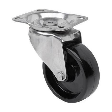 RUEDAS ALEX rueda giratora placa inox.10zvli80-tt resina negra eje liso