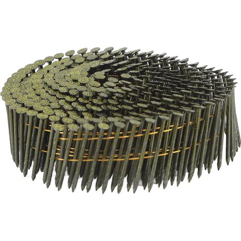 GARRYFIZH Clous en Bobine à Tête Ronde Annelée, 40 Bobines (16000 Clous), Pour Bardage et Toiture en Acier, Angle 15°, 2.1x38mm