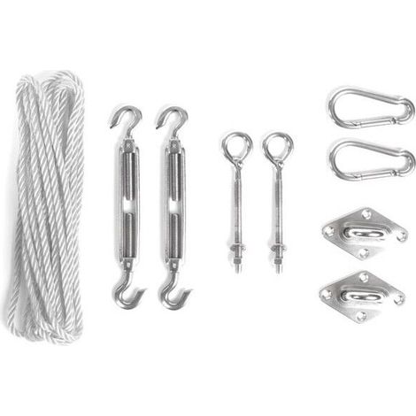 Velleman – Kit de fixation inox pour voile d'ombrage – Acier inoxydable AISI304 – 2 tendeurs à crochets Ø8x200mm – 2 pitons à boulonner Ø8x130mm (1/5)