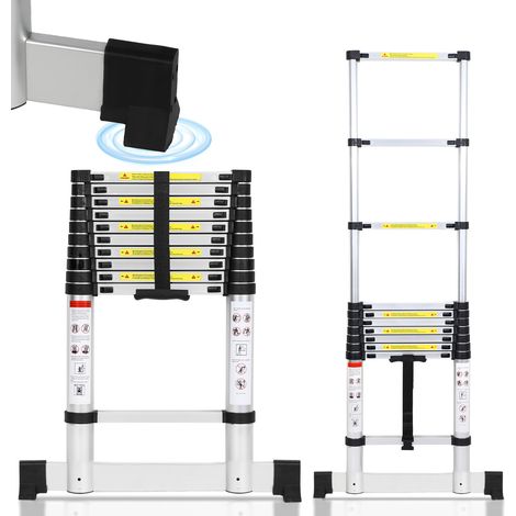 Jiubiaz Échelle télescopique escabeau 3,2m avec stabilisateur, pliante, multifonction, 150kg