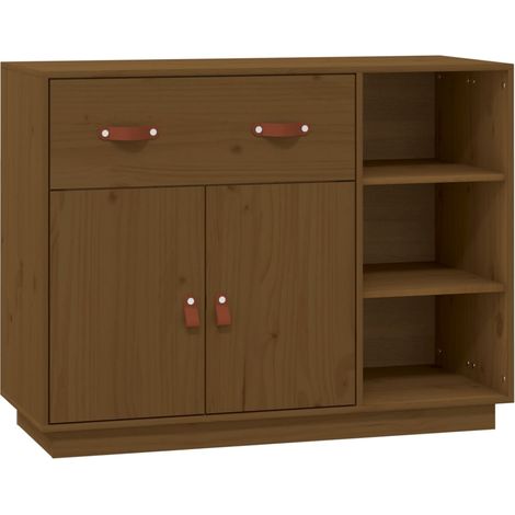 Credenza buffet cassettiera mobile contenitore organizer cucina soggiorno soggiorno 98,5 x 40 x 75 cm legno di pino massiccio marrone 020035769