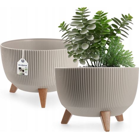 KADAX Macetero con patas + soporte para flores, 29 cm, color beige (1/5)
