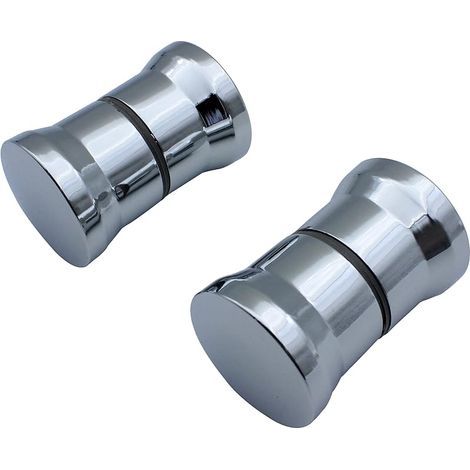 Set mit 2 Paar runden, verchromten Glasduschtürgriffen - Ersatzteile für Duschkabinen und Duschabtrennungen (1/5)