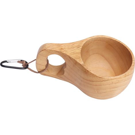 Campingbecher aus Holz, einzigartiges Design, mit Henkel, ideal für Kaffee, Tee und Milch (Modell 2). (1/5)