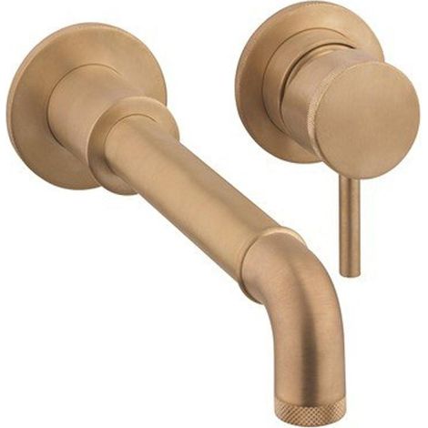 Crosswater MPRO INDUSTRIAL Robinet de lavabo 2 trous - sans vidange - Bec 20 cm - laiton brossé living colours