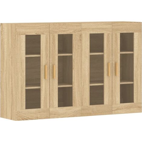 Set di 2 pensili a muro 69,5 x 34 x 90 cm finitura elegante design contemporaneo legno ingegnerizzato rovere Sonoma 020055401