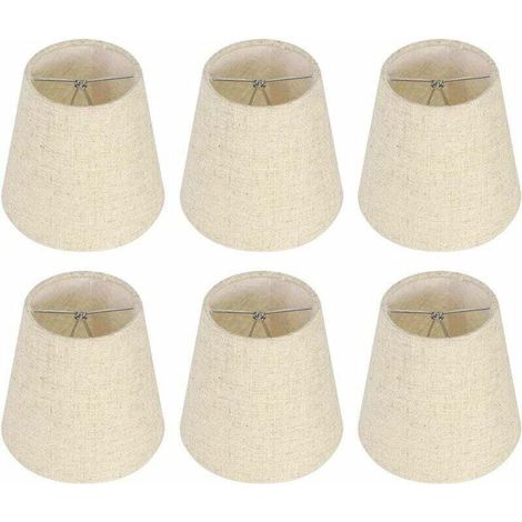 Set mit 6 kleinen Lampenschirmen, Lampenschirme aus Jute-Leinwand in Zylinderform mit Klemmbirnen, beigefarbene Lampenschirme im nordischen Stil, 8,9 x 14 x 13,2 cm (1/4)