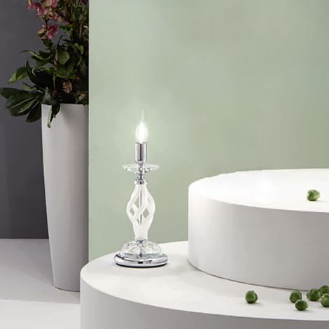 Lampada da tavolo a candela 1306 in vetro soffiato Bianco 14x33 cm (1/2)