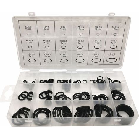 125-teiliger Satz O-Ringe, Durchmesser 3 bis 22 mm, für Sanitärinstallationen, Abdichtung und Isolierung von Rohren.