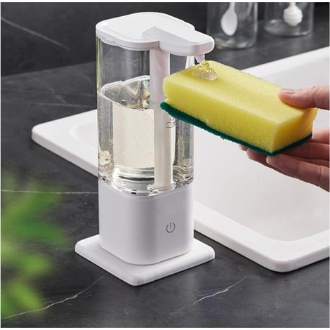 Distributeur Savon Automatique, Distributeur Savon Rechargeable de 550 ML, Distributeur Liquide Vaisselle sans Contact, Distributeur de Savon Automatique Etanche IPX5 USB Rechargeable (1/5)