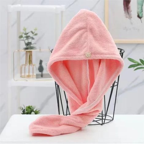 Serviette de bain/serviette pour sécher les cheveux en microfibre/serviette douce et absorbante, idéale pour sécher le visage et le corps, séchage et nettoyage rapides, rose. (1/4)