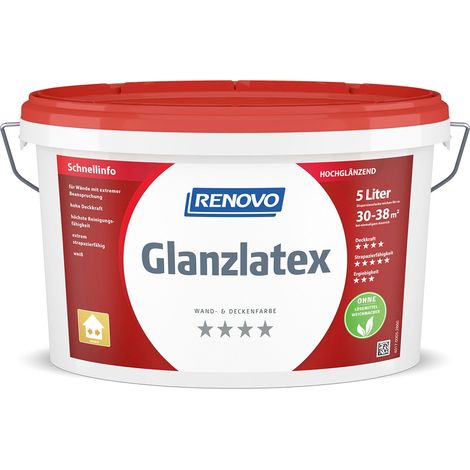Renovo Wand- und Deckenfarbe Glanzlatex weiß 5,0 Ltr.