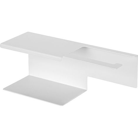 Porta rotolo con mensola bagno bianco in acciaio senza fori Rea (1/4)