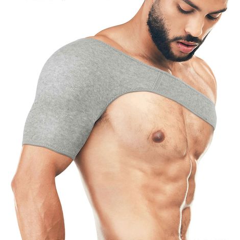 attelle d'épaule de fitness pour épaule droite et gauche, avec sangle réglable-47.00X24.00X14.00CM-Light Grey (1/4)