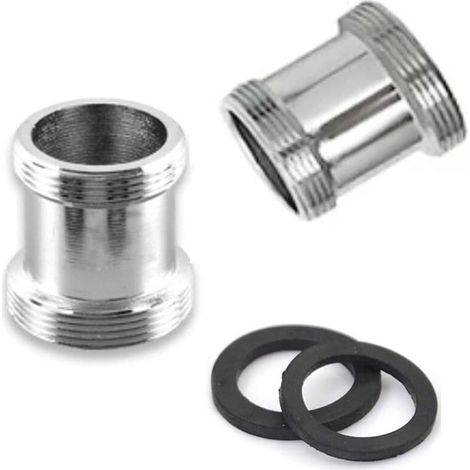 Set di 2 adattatori per rubinetto in ottone, 22 mm NPT maschio-maschio, connettore per aeratore per rubinetto del lavello, depuratore d'acqua, aeratore (M18 - M22) (1/5)