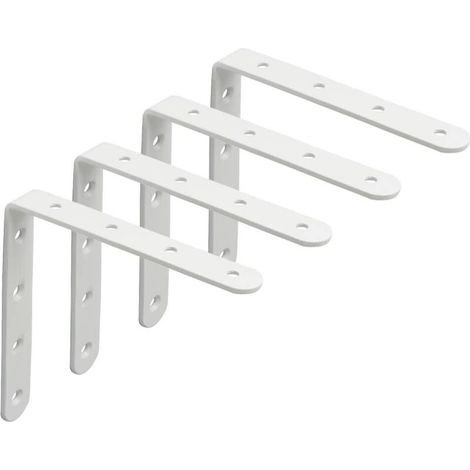 4 Pièces Supports d' Étagères Muraux Robustes, 12.5 CM, Equerre Etagere Murale à Angle Droit de 90°, Supports d' Étagères Muraux en Acier Inoxydable pour Chambre/Salle de Bain/Cuisine,Blanc (1/5)