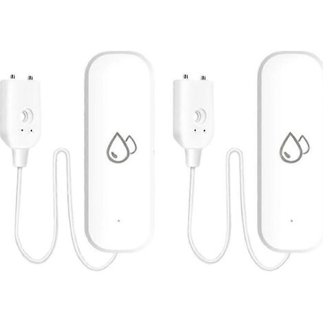Lot de 2 détecteurs de fuites d'eau Tuya Smart Home avec capteur d'immersion Wi-Fi et alarme via application. (1/5)