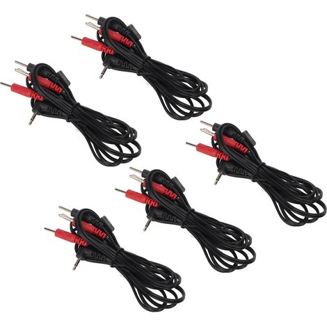Câble de massage 4 en 1 avec fiche droite, électrode 2,5 mm, lot de 5 (1,4 m) pour électrostimulation (1/5)