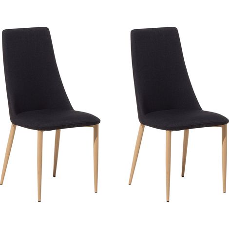 Conjunto de 2 sillas de comedor de poliéster negro madera clara moderno Clayton (1/5)