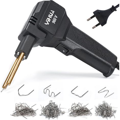 960-V kit de soudure plastique portable avec lumière LED 200 agrafes chaudes pour la réparation de fissures de pare-chocs de voiture (EU Plug) (1/5)