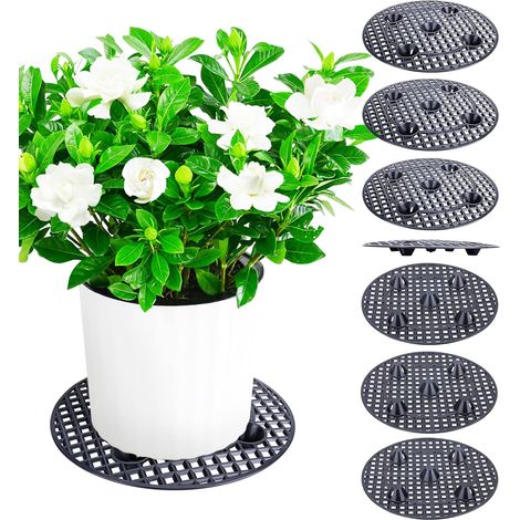 Lot de 8 élévateurs de pot de fleurs robustes pour éviter la pourriture et les dommages sur la terrasse et la terrasse (30 cm-8 pièces, noir) (1/5)